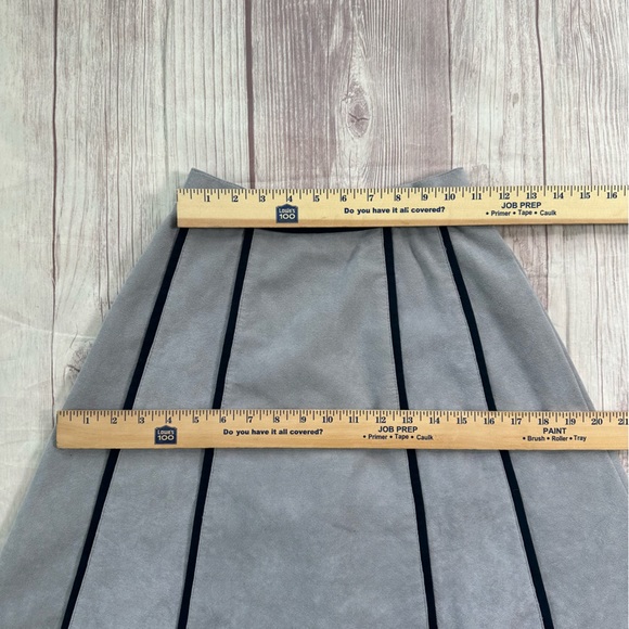 Women’s Vintage Clarissa Ultra Suede 70s light Blue w/ Navy Piping A-Line Midi‎ - Picture 5 of 7